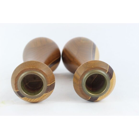 MCM Wood Candlestick Holders Sculpted Pair, Once Upon a Tree Vermont, 7.5 Inch - Picture 5 of 12